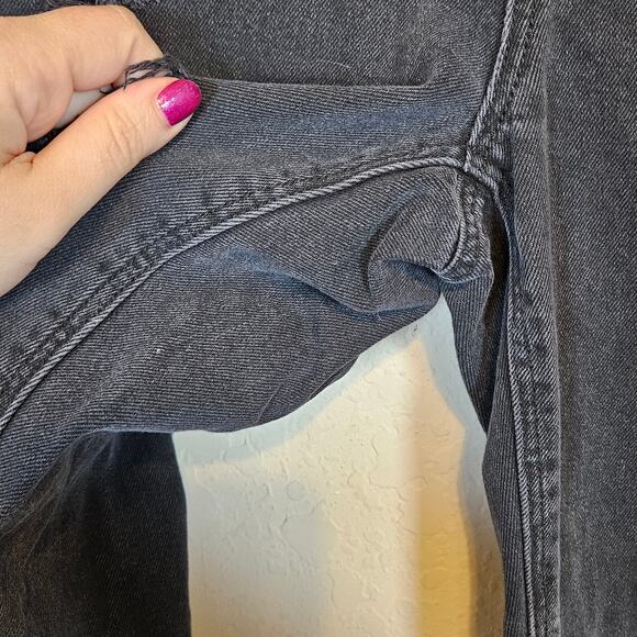 American Eagle Black Distressed High Waist Mom Jean Comfort Stretch Waistband 2 - Picture 7 of 14